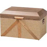 Kande Storage Trunk in Walnut Finish Wood & Brown Suede