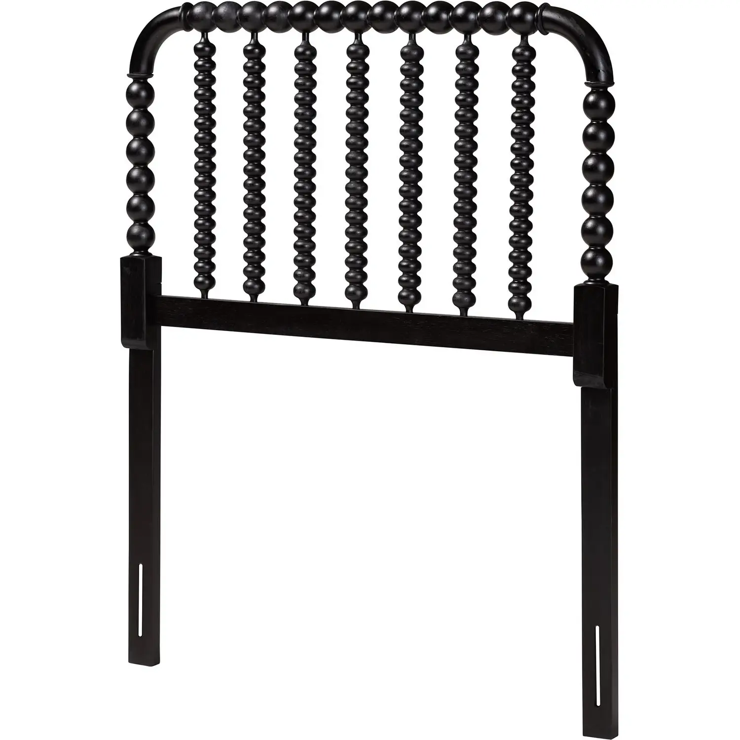 Finley Turned Bobb in Twin Headboard in Black Wood