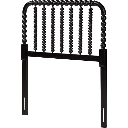 Finley Turned Bobb in Twin Headboard in Black Wood