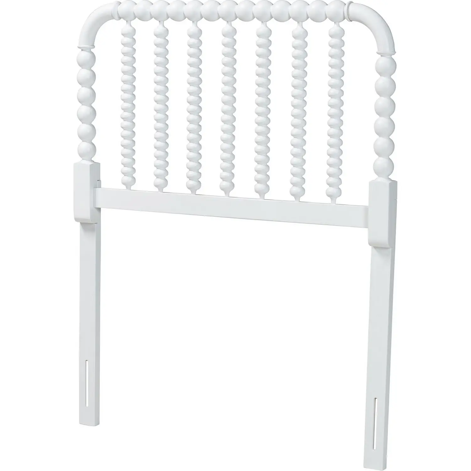 Finley Turned Bobb in Twin Headboard in White Wood