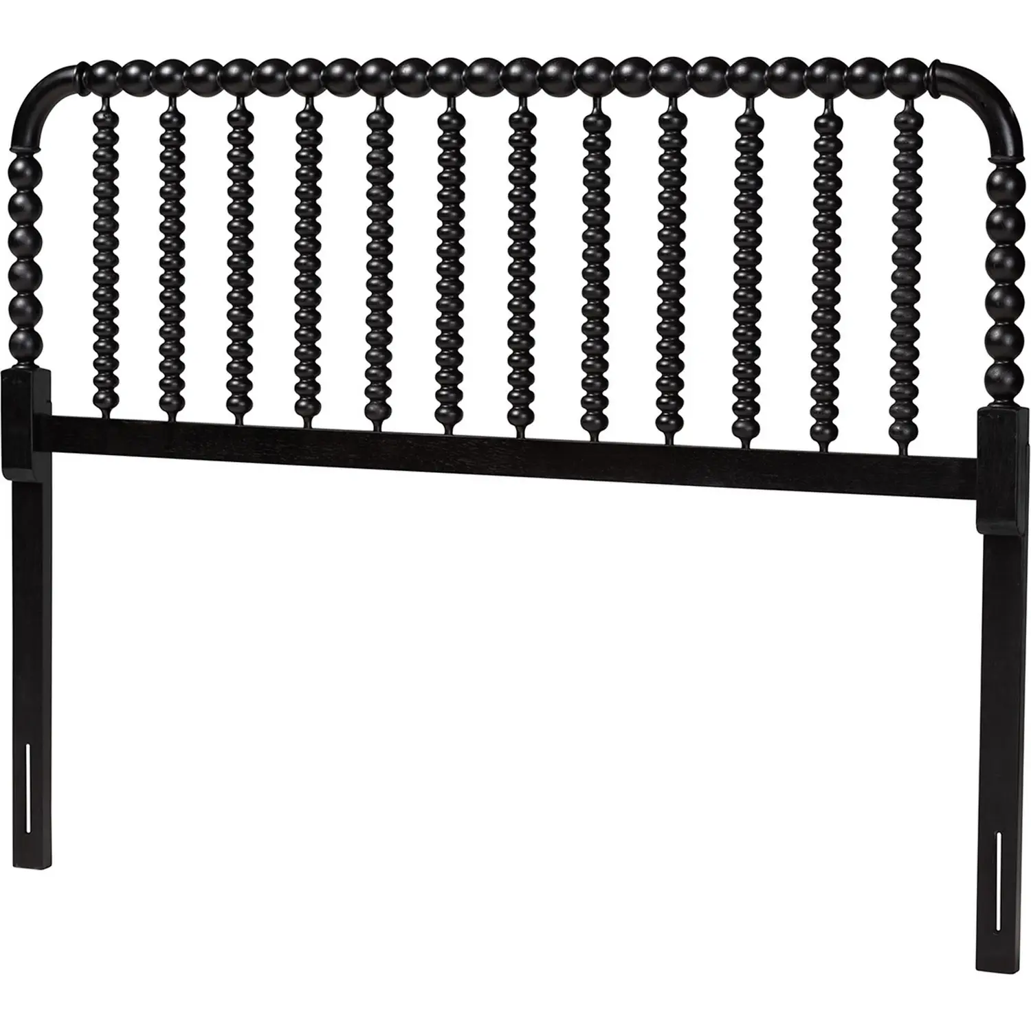 Finley Turned Bobb in Full Headboard in Black Wood