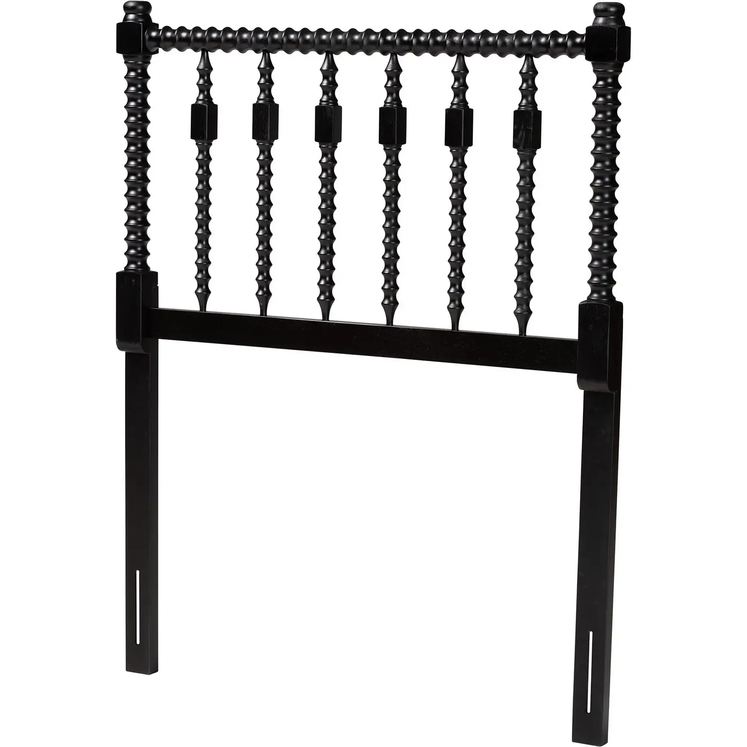 Juliette Turned Spindle Twin Headboard in Black Wood