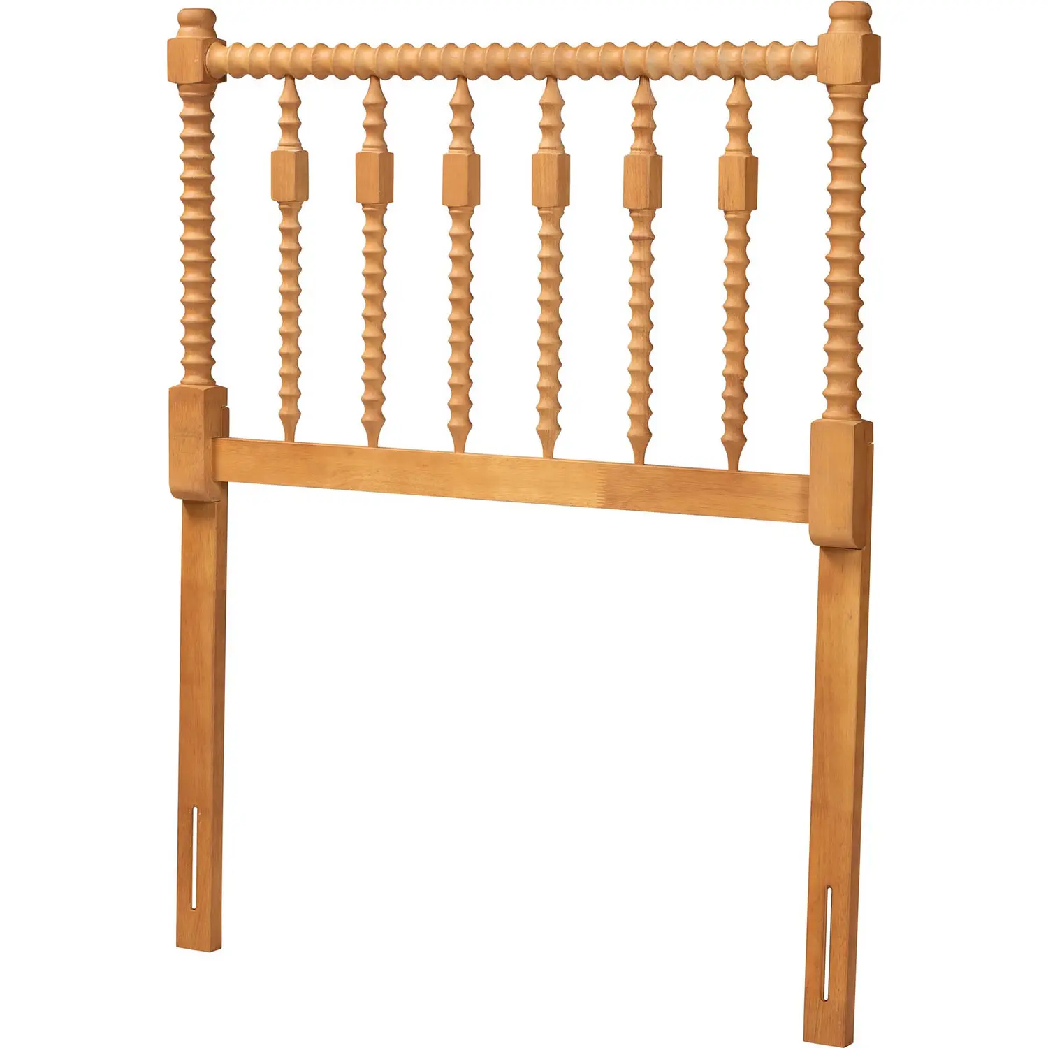 Juliette Turned Spindle Twin Headboard in Oak Brown Wood
