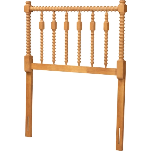 Juliette Turned Spindle Twin Headboard in Oak Brown Wood