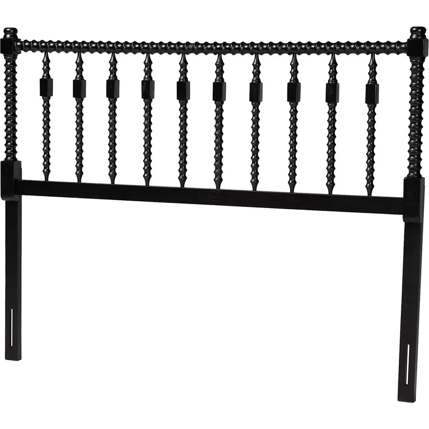 Juliette Turned Spindle Full Headboard in Black Wood
