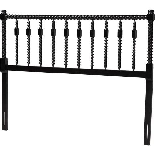 Juliette Turned Spindle Full Headboard in Black Wood