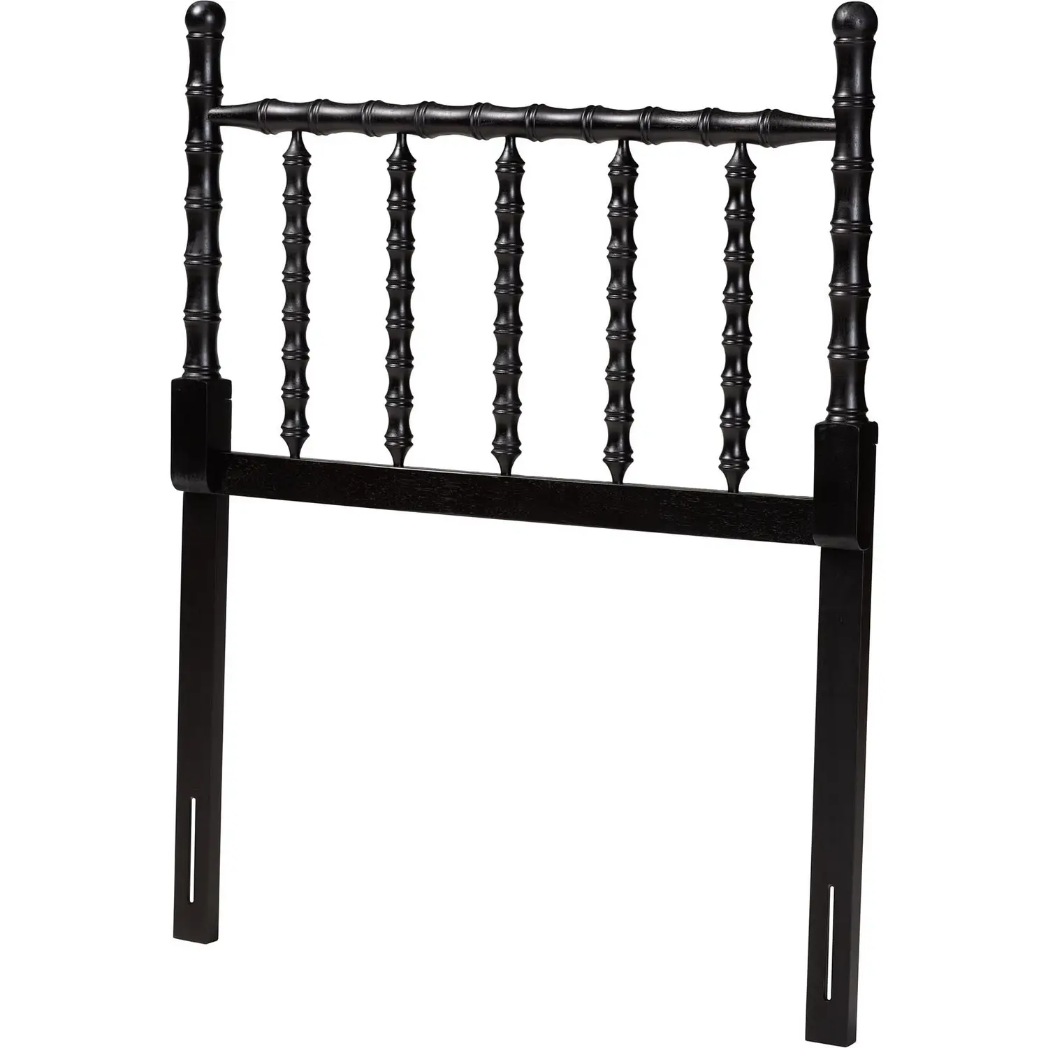Edaline Bamboo Motif Twin Headboard in Black Wood