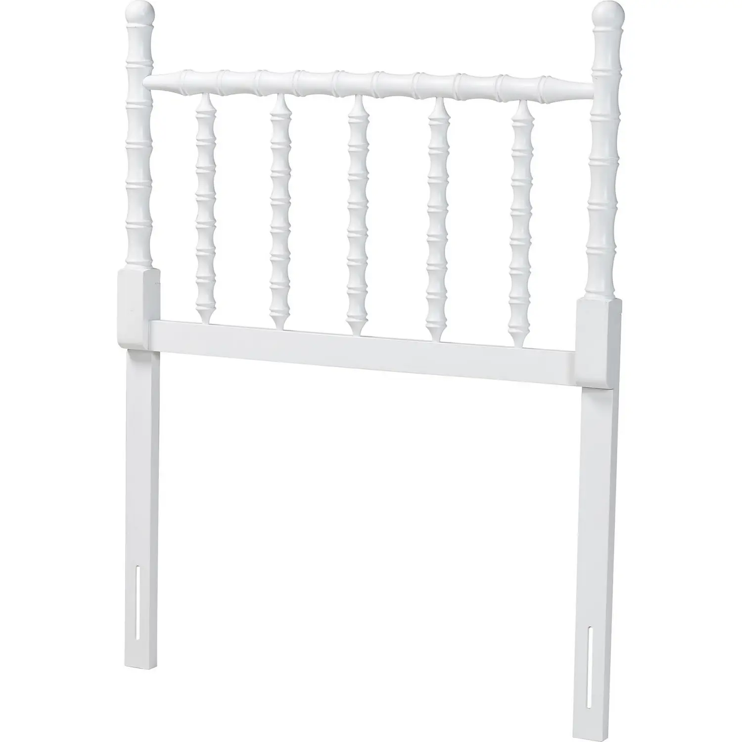 Edaline Bamboo Motif Twin Headboard in White Wood