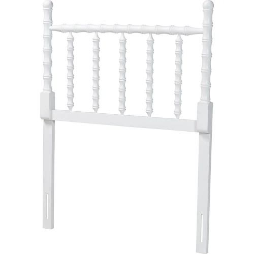 Edaline Bamboo Motif Twin Headboard in White Wood
