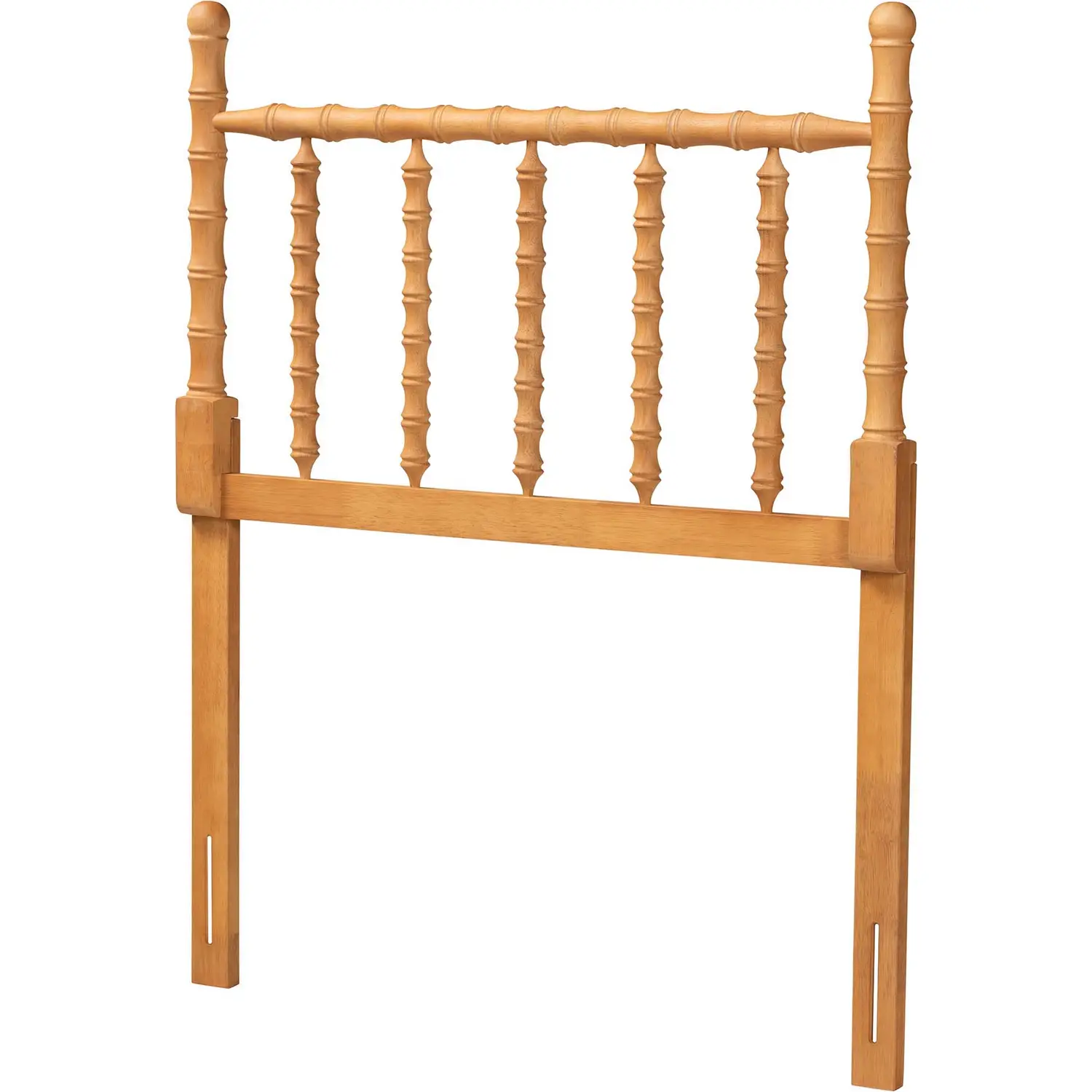 Edaline Bamboo Motif Twin Headboard in Oak Brown Wood