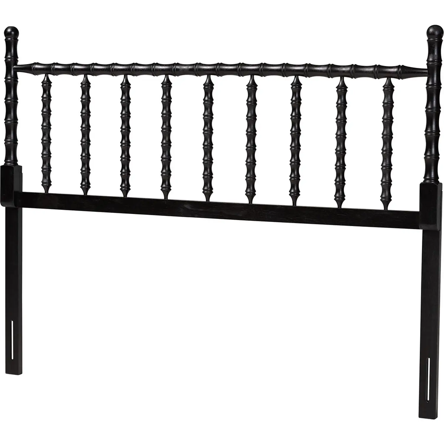 Edaline Bamboo Motif Full Headboard in Black Wood
