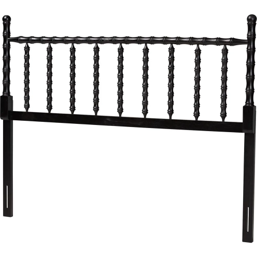 Edaline Bamboo Motif Full Headboard in Black Wood