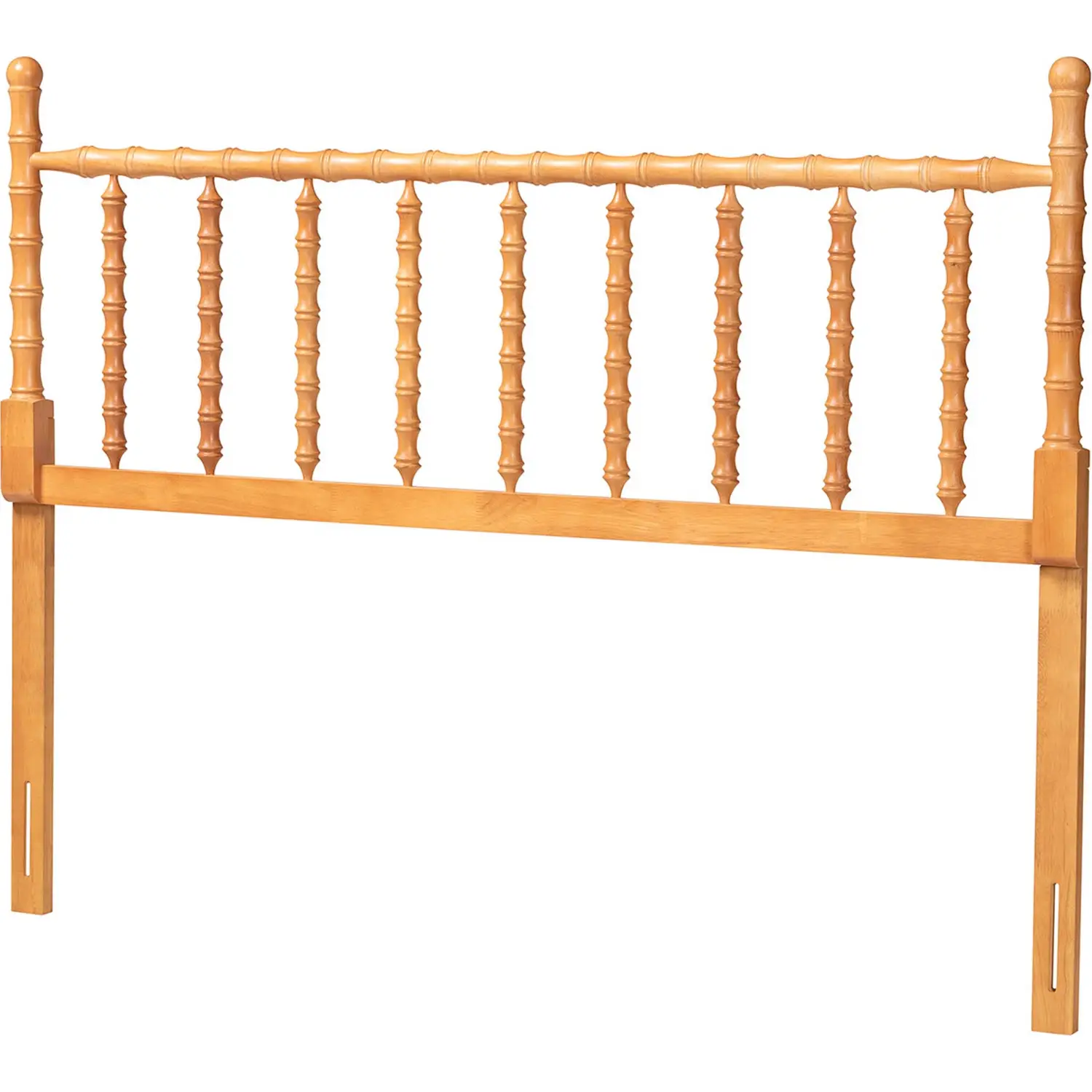 Edaline Bamboo Motif Full Headboard in Oak Brown Wood