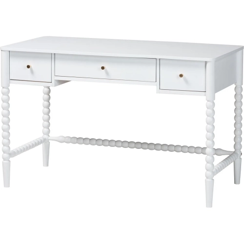 Lucera Bobbin 3 Drawer Desk with Spindle Frame in White Wood