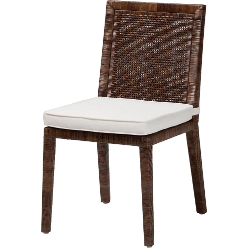 Sofia Dining Chair in Antique Coffee Rattan & Fabric