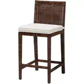 Sofia Counter Stool in Antique Coffee Rattan & Fabric