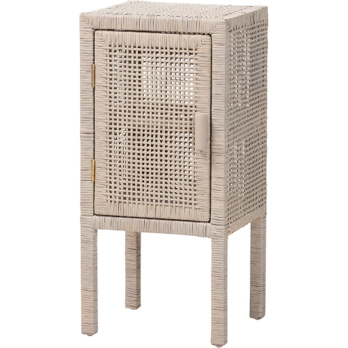 Vivan Nightstand in French Grey Handwoven Wicker Rattan