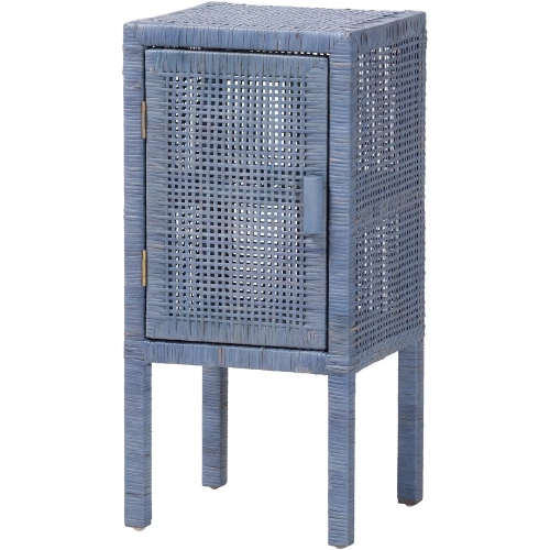 Vivan Nightstand in Navy Blue Handwoven Wicker Rattan