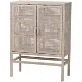 Vivan Double Door 3 Tier Storage Cabinet in French Grey Wicker Rattan