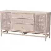 Vivan 3 Drawe Storage Cabinet in French Grey Handwoven Wicker Rattan