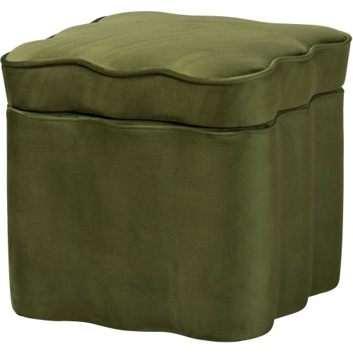 Paulina Scalloped Storage Ottoman in Moss Green