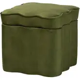 Paulina Scalloped Storage Ottoman in Moss Green