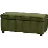 Paulina Scalloped Lift Top Storage Bench in Moss Green