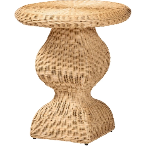 Hideo End Table in Handwoven Natural Rattan