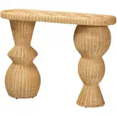 Hisao Checkered Sculptural Console Table in Natural Rattan