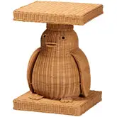 Pembroke Penguin End Table in Handwoven Honey Rattan