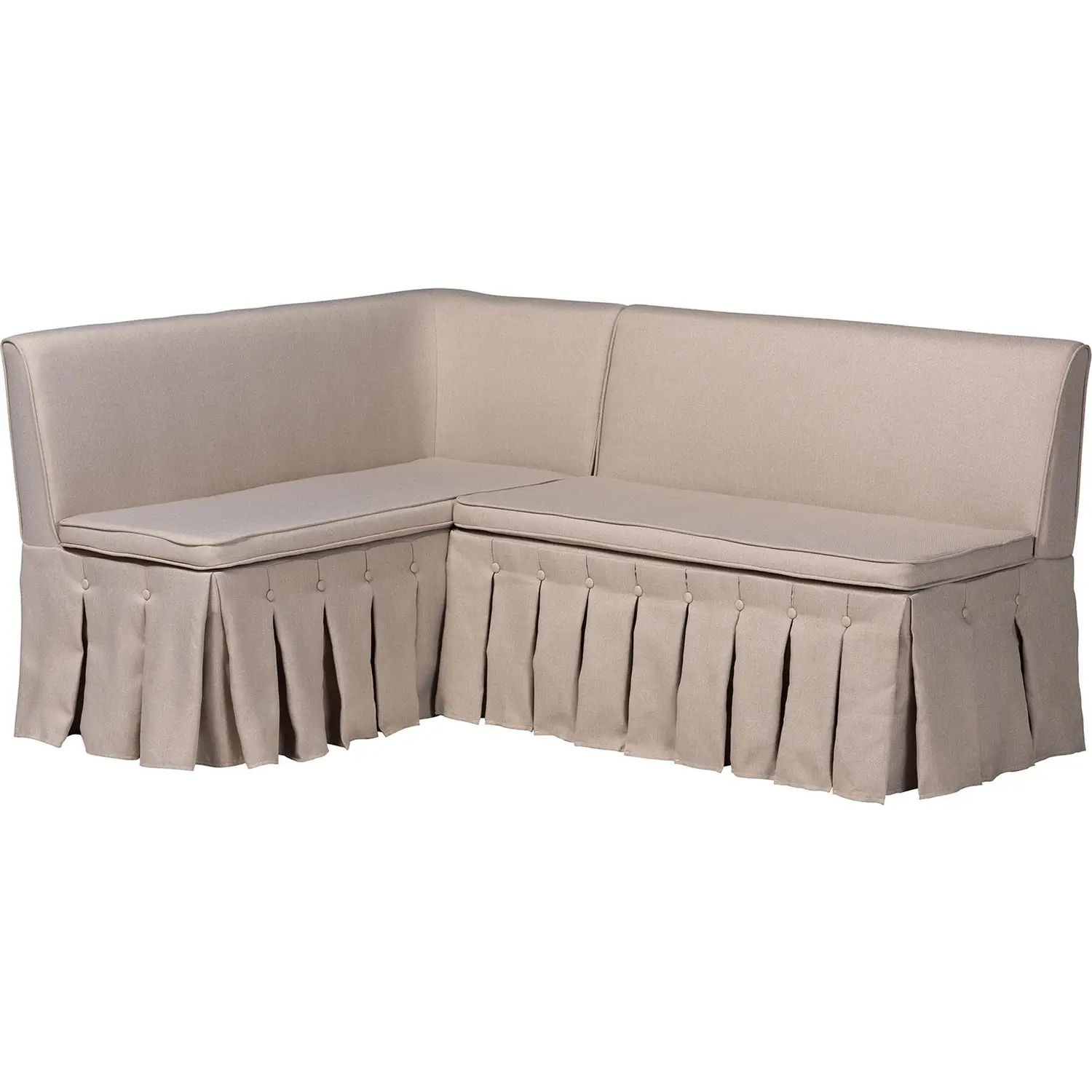 Meyer 2 Piece Corner Dining Nook Bench Set in Beige Fabric