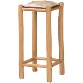 Rivera Bar Stool in Natural Hide Goat Leather & Teak Wood