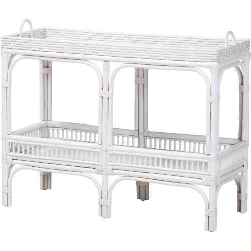 Lombok Console Table in White Natural Rattan