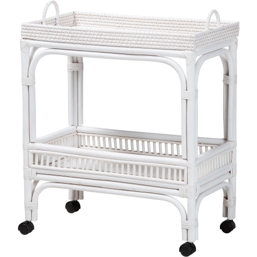 Lombok Wine Cart in White Natural Rattan