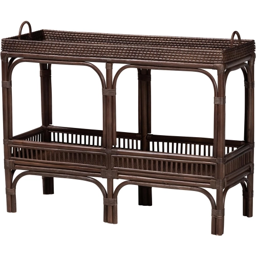 Lombok Console Table in Coffee Bean Brown Natural Rattan