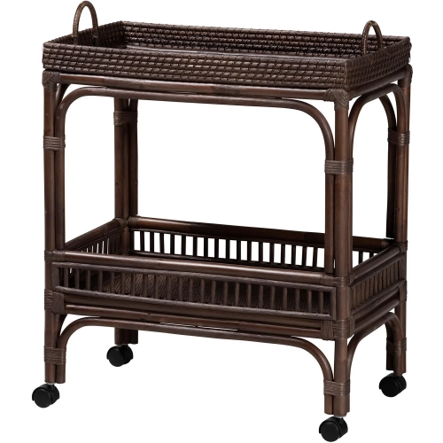 Lombok Wine Cart in Coffee Bean Brown Natural Rattan