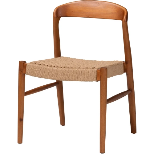 Lorena Dining Chair in Mahogany Wood & Woven Paper Loom (Set of 2)