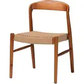 Lorena Dining Chair in Mahogany Wood & Woven Paper Loom (Set of 2)