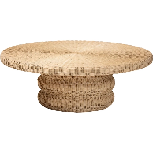 Silvia Coffee Cocktail Table in Handwoven Natural Rattan