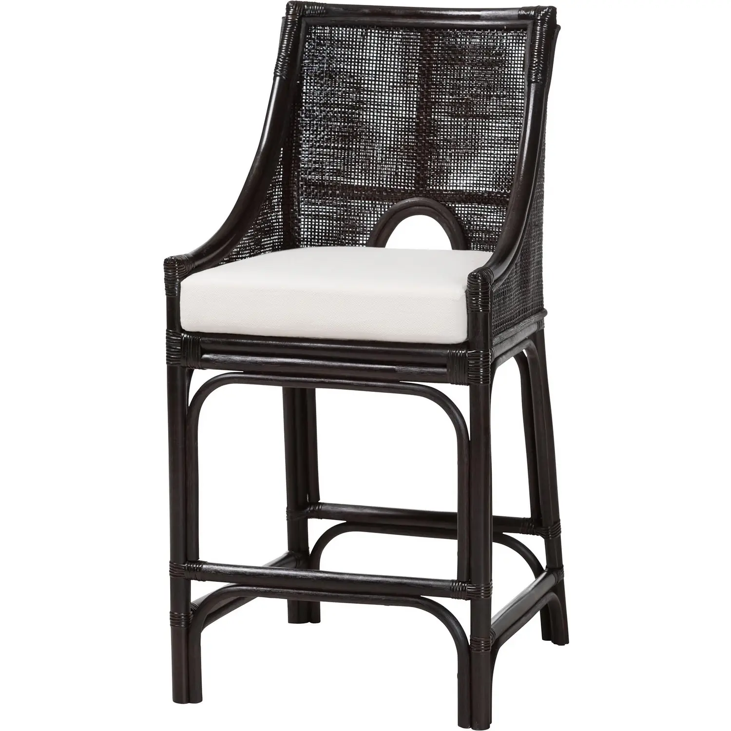 Acton Tall Back Counter Stool in Espresso Rattan