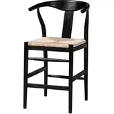 Fika Wishbone Counter Stool in Hand Woven Seagrass & Black Wood