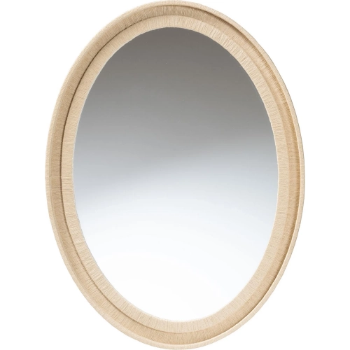 Lailan Oval Mirror in Beige Woven Grasscloth