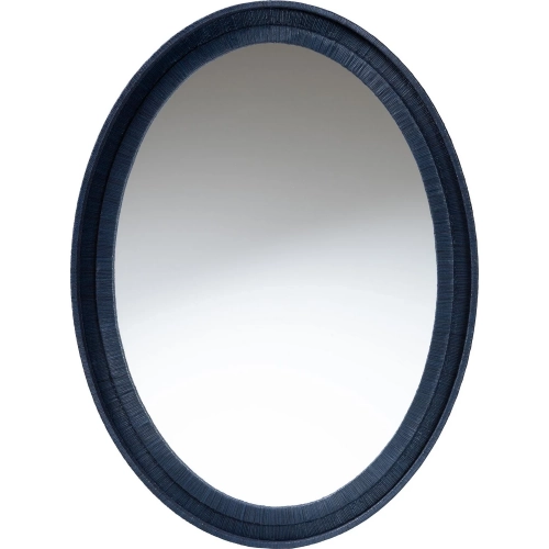 Lailan Oval Mirror in Navy Blue Woven Grasscloth