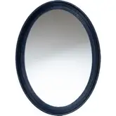 Lailan Oval Mirror in Navy Blue Woven Grasscloth
