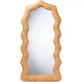 Daray Scalloped Full Length Floor Mirror in Natural Rattan
