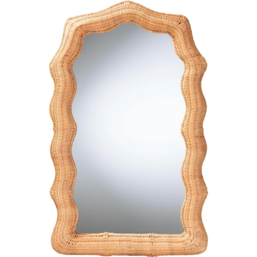 Daray Scalloped Wall Mirror in Natural Rattan
