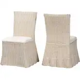 Sara Tall Dining Chair in Handwoven Natural Rattan with Scalloped Skirt (Set of 2)