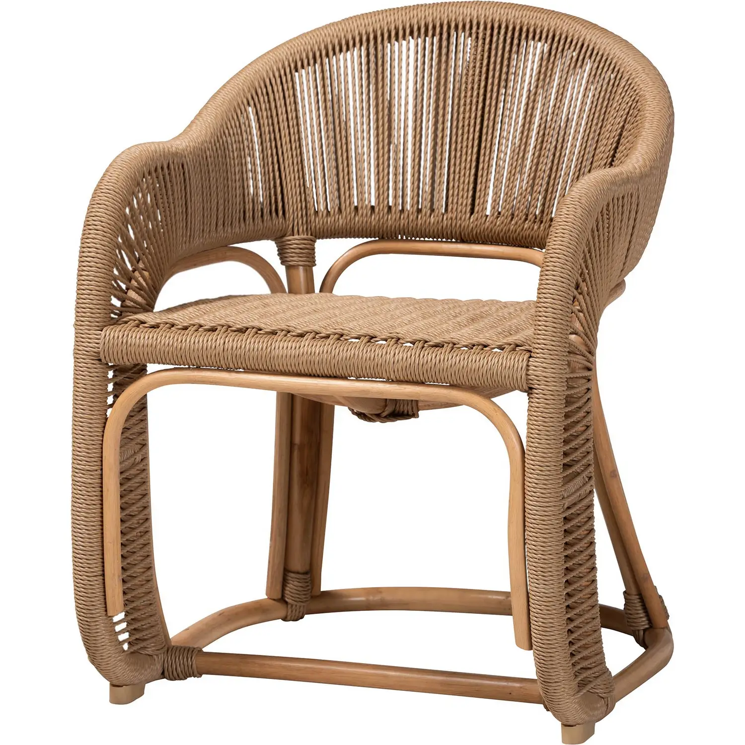 Isra Accent Chair in Rattan & Handwoven Faux Wicker