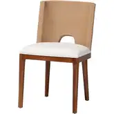 Norely Dining Chair in Woven Seagrass, Wood & White Fabric