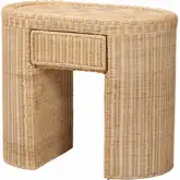 Mimi Checkered 1 Drawer End Table in Natural Rattan